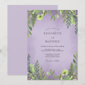 Zachte Amethyst Blad Bruiloft Kaart (Voorkant / Achterkant)