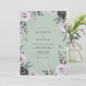 Zachte Amethyst Mint Bladerige Bruiloft Kaart (Staand voorkant)