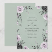 Zachte Amethyst Mint Bladerige Bruiloft Kaart (Voorkant / Achterkant)