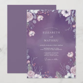 Zachte Amethyst Wilde Bloemen Bruiloft Kaart (Voorkant / Achterkant)