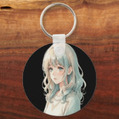 Zachte Anime Meisje – Ronde Sleutelhanger (Achterkant)