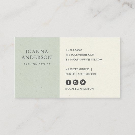 ZACHTE AQUA BLAUWE GROENE WATERVERF BLOEMEN VISITEKAARTJE (Achterkant)