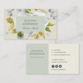 ZACHTE AQUA BLAUWE GROENE WATERVERF BLOEMEN VISITEKAARTJE (Voorkant / Achterkant)