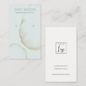 ZACHTE AQUA BLUE GOLD ABSTRACT EARRING DISPLAY LOG VISITEKAARTJE (Voorkant / Achterkant)