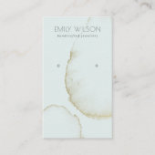 ZACHTE AQUA BLUE GOLD ABSTRACT EARRING DISPLAY LOG VISITEKAARTJE (Voorkant)