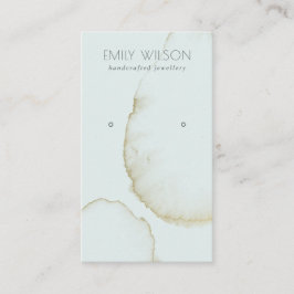 ZACHTE AQUA BLUE GOLD ABSTRACT EARRING DISPLAY LOG VISITEKAARTJE