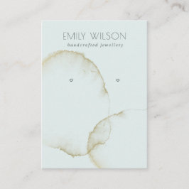 ZACHTE AQUA BLUE GOLD ABSTRACT EARRING DISPLAY LOG VISITEKAARTJE