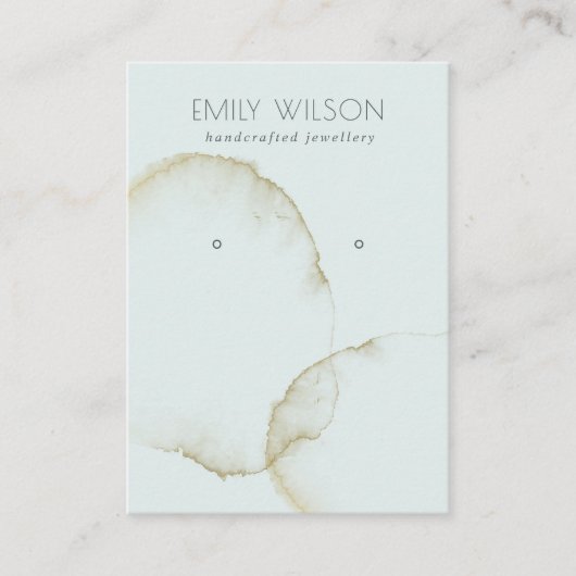 ZACHTE AQUA BLUE GOLD ABSTRACT EARRING DISPLAY LOG VISITEKAARTJE (Voorkant)