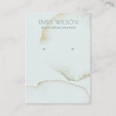 ZACHTE AQUA BLUE GOLD ABSTRACT EARRING DISPLAY LOG VISITEKAARTJE (Voorkant)