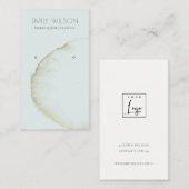 ZACHTE AQUA BLUE GOLD ABSTRACT EARRING DISPLAY LOG VISITEKAARTJE (Voorkant / Achterkant)