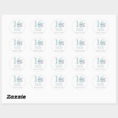 ZACHTE AQUA BLUSH BLUE FLORAL 16TH ELKE LEEFTIJD B RONDE STICKER (Vel)