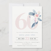 ZACHTE AQUA BLUSH BLUE FLORAL 60 TH ELKE OUDERDAG KAART (Voorkant)