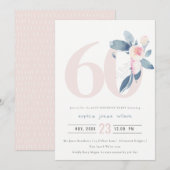 ZACHTE AQUA BLUSH BLUE FLORAL 60 TH ELKE OUDERDAG KAART (Voorkant / Achterkant)