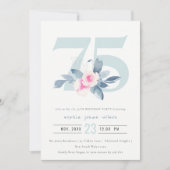 ZACHTE AQUA BLUSH BLUE FLORAL 75TH ELKE LEEFTIJD B KAART (Voorkant)