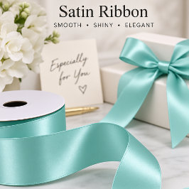 Zachte Aqua Effen Kleur Minimalistische Cadeau Acc Satijnen Lint