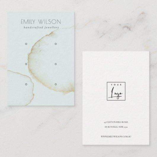 ZACHTE AQUA GOLD ABSTRACT 3 WEERGAVE LOGO VISITEKAARTJE (Voorkant / Achterkant)