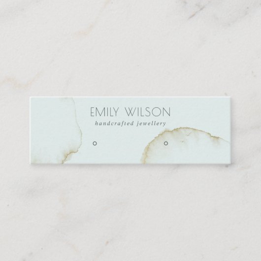 ZACHTE AQUA GOLD ABSTRACT STUD EARRING DISPLAY LOG MINI VISITEKAARTJE (Voorkant)