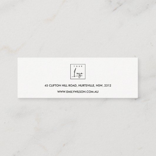 ZACHTE AQUA GOLD ABSTRACT STUD EARRING DISPLAY LOG MINI VISITEKAARTJE (Achterkant)