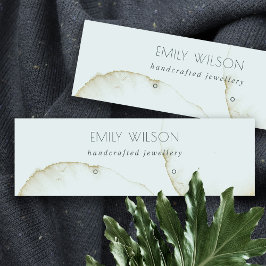 ZACHTE AQUA GOLD ABSTRACT STUD EARRING DISPLAY LOG MINI VISITEKAARTJE