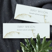 ZACHTE AQUA GOLD ABSTRACT STUD EARRING DISPLAY LOG MINI VISITEKAARTJE