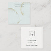 ZACHTE AQUA GOLD ABSTRACT STUD EARRING DISPLAY LOG VIERKANTE VISITEKAARTJE (Voorkant / Achterkant)