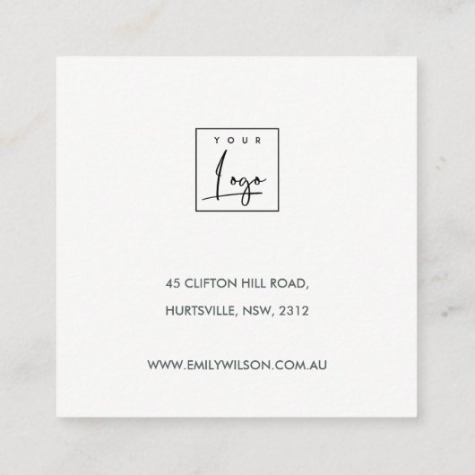 ZACHTE AQUA GOLD ABSTRACT STUD EARRING DISPLAY LOG VIERKANTE VISITEKAARTJE (Achterkant)