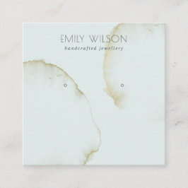 ZACHTE AQUA GOLD ABSTRACT STUD EARRING DISPLAY LOG VIERKANTE VISITEKAARTJE