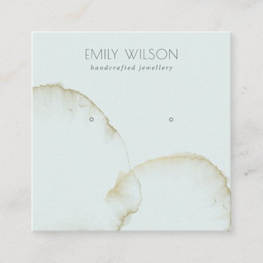 ZACHTE AQUA GOLD ABSTRACT STUD EARRING DISPLAY LOG VIERKANTE VISITEKAARTJE (Voorkant)