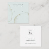 ZACHTE AQUA GOLD ABSTRACT STUD EARRING DISPLAY LOG VIERKANTE VISITEKAARTJE (Voorkant / Achterkant)