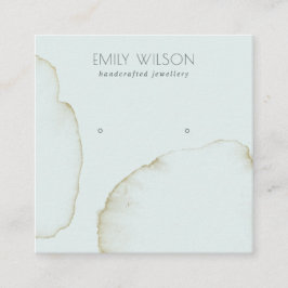 ZACHTE AQUA GOLD ABSTRACT STUD EARRING DISPLAY LOG VIERKANTE VISITEKAARTJE