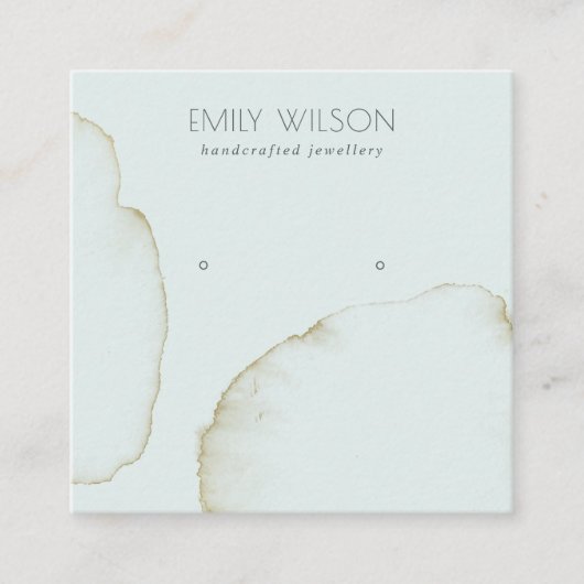 ZACHTE AQUA GOLD ABSTRACT STUD EARRING DISPLAY LOG VIERKANTE VISITEKAARTJE (Voorkant)
