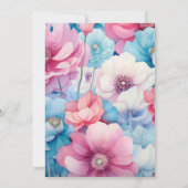 Zachte Aqua & Lichte Roze Bloemen Huwelijk Monogra Kaart (Achterkant)