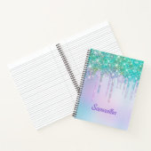 Zachte Aqua Turquoise Eenhoorn Glitter Druppels mo Notitieboek (Binnen)