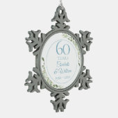 Zachte aquarel bladeren 60e Jubileum Tin Sneeuwvlok Ornament (Links)