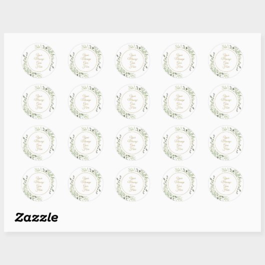 Zachte aquarel bladeren ronde sticker (Vel)