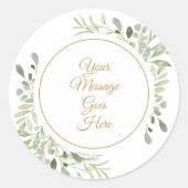 Zachte aquarel bladeren ronde sticker (Voorkant)