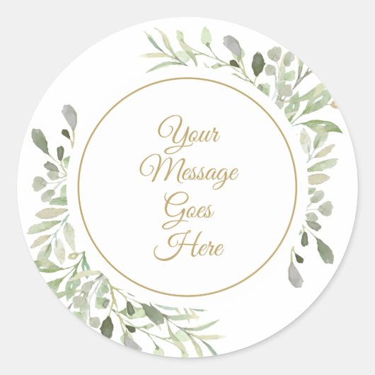 Zachte aquarel bladeren ronde sticker (Voorkant)