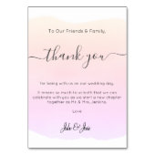 Zachte aquarel Huwelijk dank u Tafel Kaart (Voorkant)