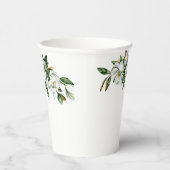 Zachte Aquarel Magnolia Groene Bruidsdouche Papieren Bekers (Rechts)