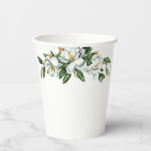 Zachte Aquarel Magnolia Groene Bruidsdouche Papieren Bekers (Voorkant)