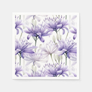 Zachte aquarel Paarse bloempatroon Servet