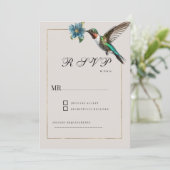 Zachte ashy schaduw goud kleurrijke kolibrie RSVP Kaart (Staand voorkant)