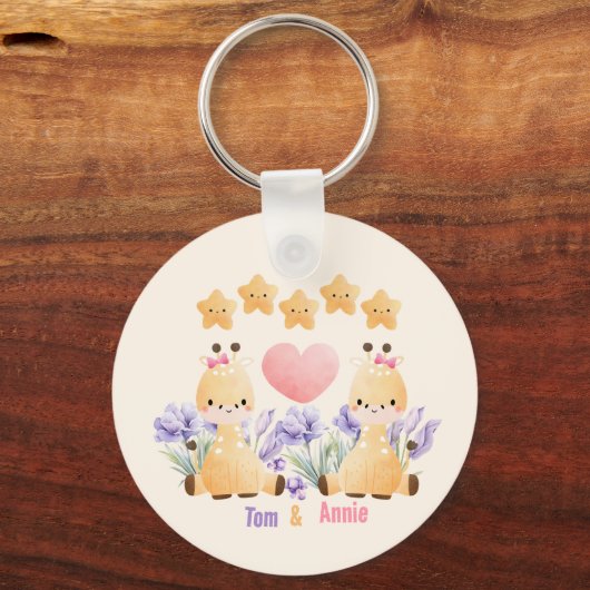 Zachte baby-giraffe-sleutelhanger sleutelhanger (Voorkant)