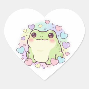Zachte Baby Kikker Sticker Kawaii Kikker Met Hartj