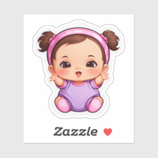 Zachte Baby Meisje Sticker – Schattige Cartoon Bab