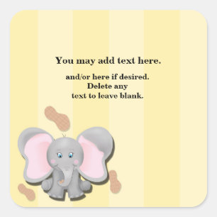 Zachte Baby Olifant Pinda's Verjaardagsfeestje Sti Vierkante Sticker