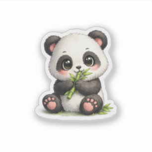 Zachte Baby Panda die Bamboe eet Vinyl Sticker Dec