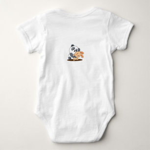Zachte baby-panda die teddybeer omhelst romper