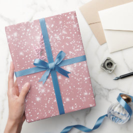 Zachte Baby Roze Stof Witte Glitter Patroon Cadeaupapier