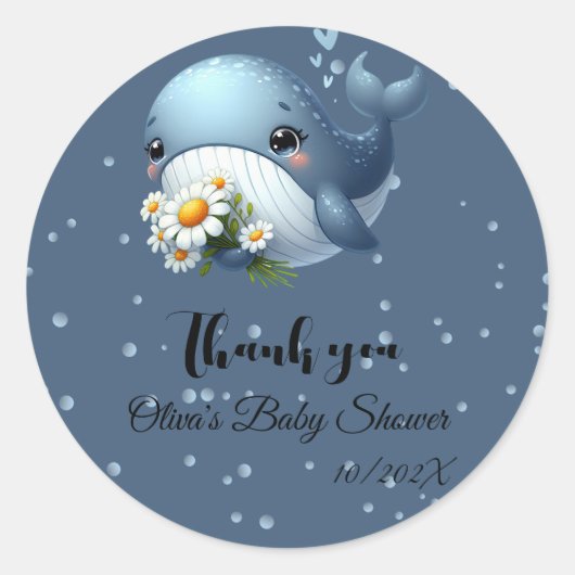 Zachte Baby Walvis Baby Shower Sticker (Voorkant)